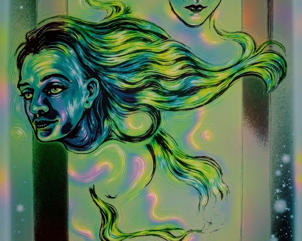 Ethereal Faces in Colorful Dreamlike Background