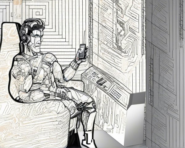 Futuristic Humanoid in Minimalist Tech Environment