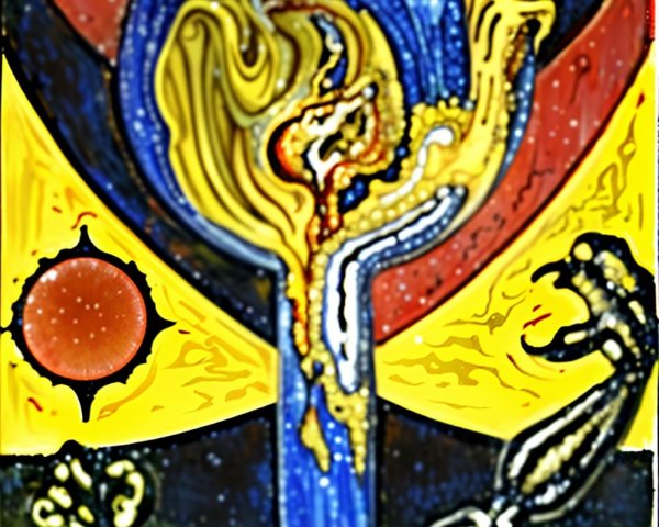 Vibrant Abstract Composition with Cosmic Elements