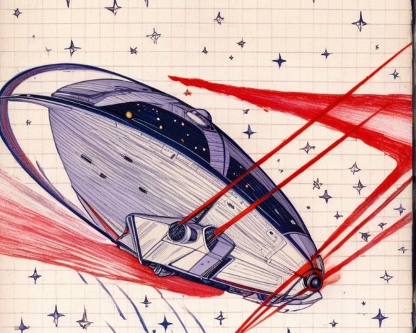 Futuristic spacecraft in a vibrant cosmic expanse