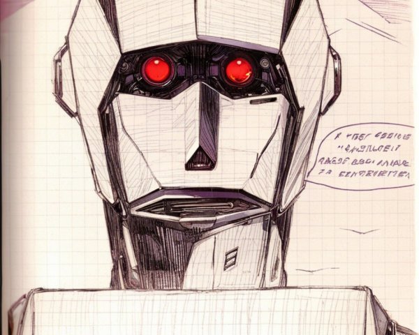 Stylized Robot with Metallic Head and Glowing Eyes