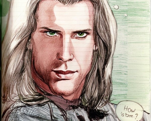 Stylized Sketch of Male Character with Blonde Hair