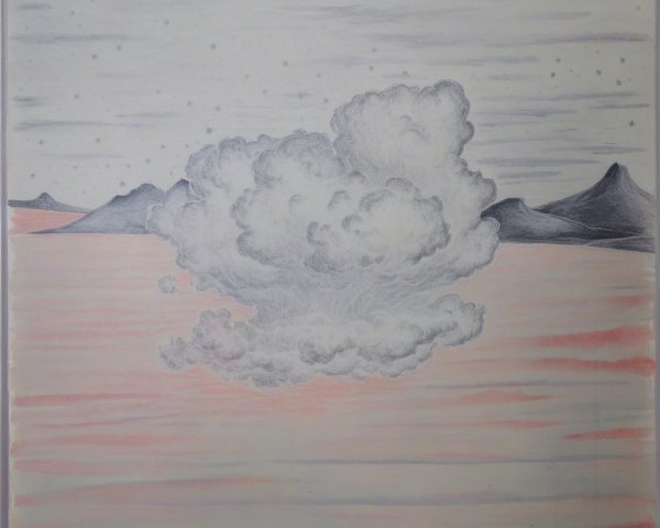 Clouds and Mountains in a Dreamlike Landscape Scene
