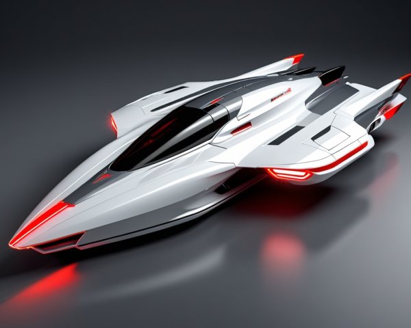 Futuristic Sleek Spaceship Design with Red Accents