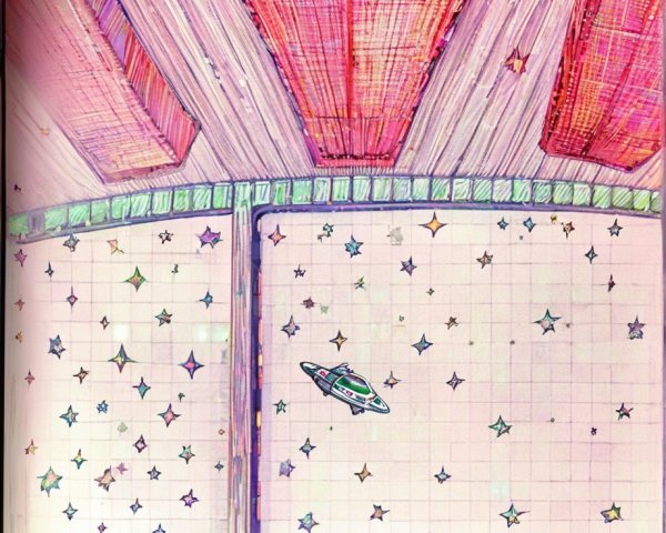 Whimsical Interior with Pink Ceilings and Stars