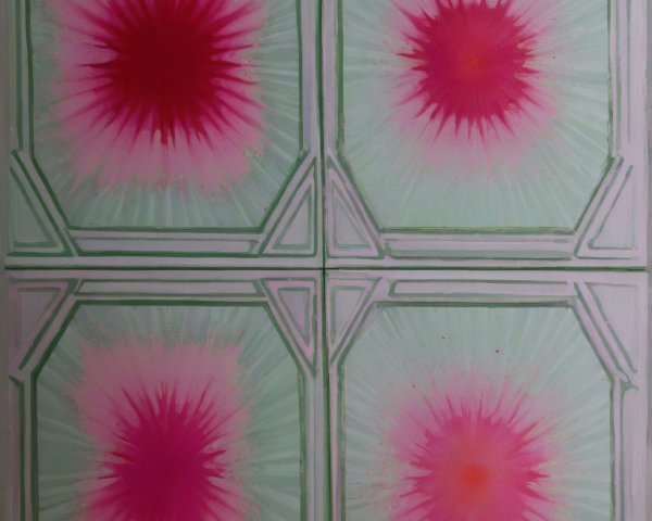 Vibrant Abstract Design with Quadrants and Color Burst