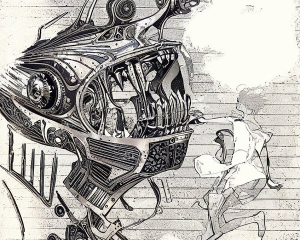 Surreal Mechanical Fish with Intricate Gears and Details