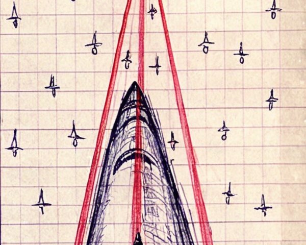 Futuristic Spaceship Sketch with Starry Background