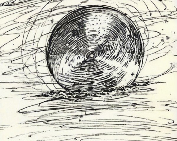 Swirling Cosmic Scene with Central Round Object
