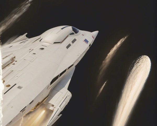 Sleek Spacecraft Launching into Starry Expanse