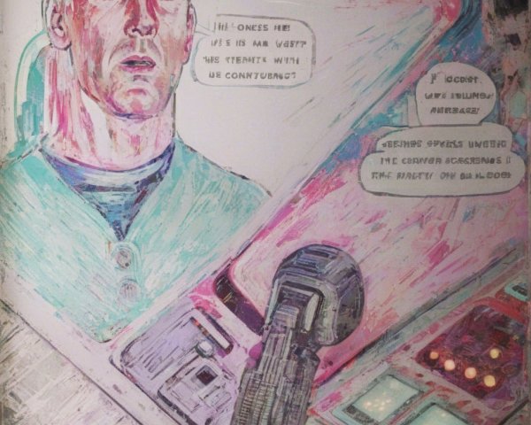Focused Male Space Captain at Control Panel