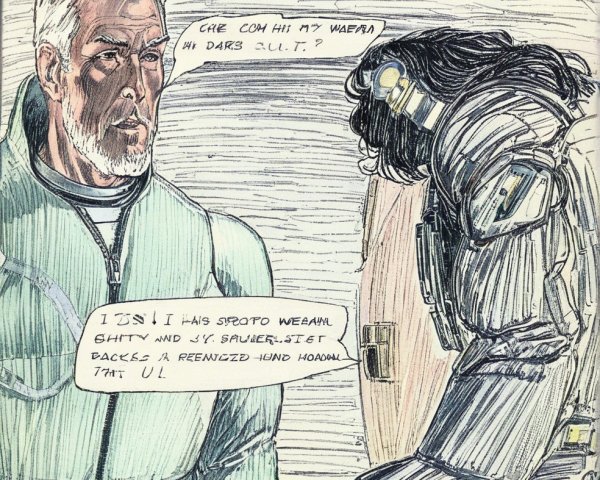 Characters in Tense Conversation About Identity and Alliances