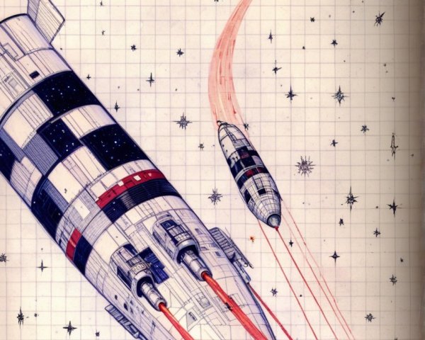 Futuristic Spaceships in Starry Cosmos Illustration