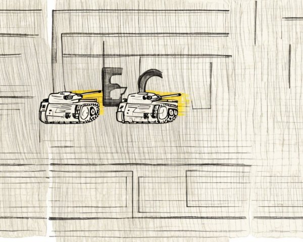 Whimsical Hand-Drawn Cartoon Tanks on Grid Background