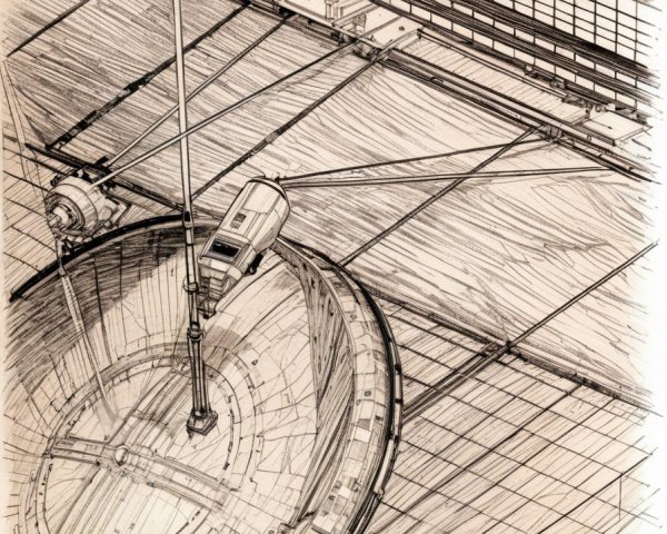 Futuristic Architectural Design with Central Dome and Patterns