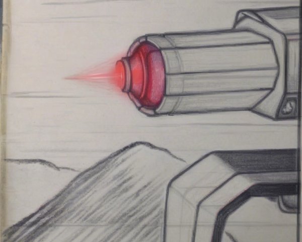 Futuristic Gun Muzzle Illustration with Mountain Background