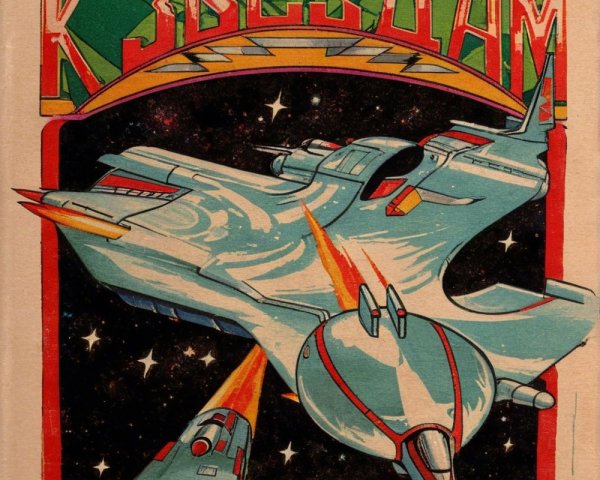 Colorful Vintage Comic Book Cover Featuring Spacecraft