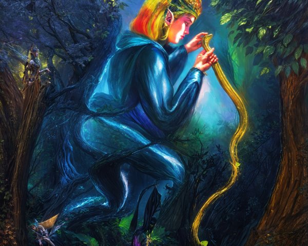Portrait of an Elf in a Mystical Forest Setting