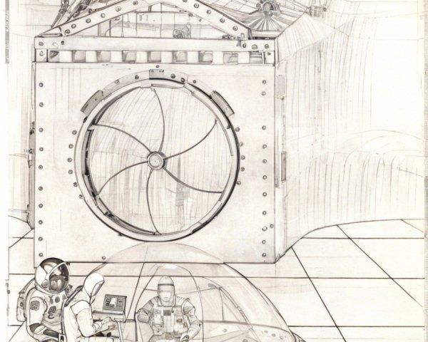 Futuristic Scene with Astronauts in High-Tech Setting