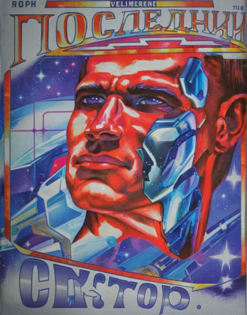 Futuristic Illustration of a Cyborg Man in Cosmic Scene