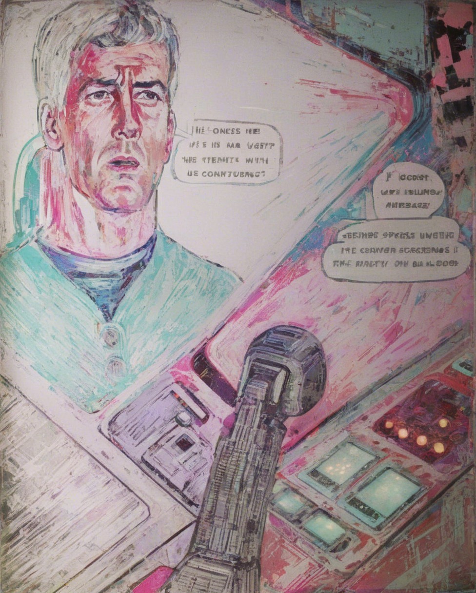 Focused Male Space Captain at Control Panel