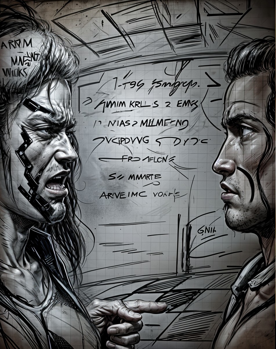 Muscular Characters in Conflict with Mysterious Background