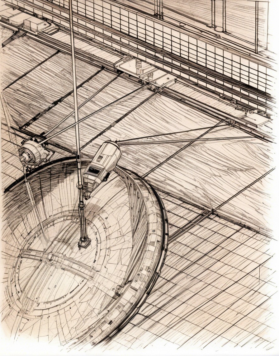Futuristic Architectural Design with Central Dome and Patterns