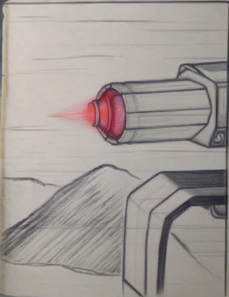 Futuristic Gun Muzzle Illustration with Mountain Background