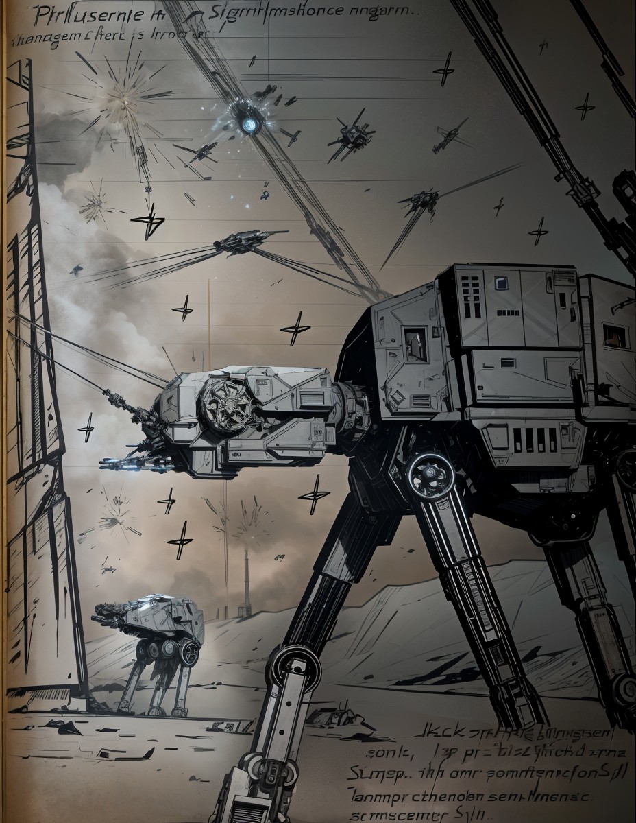 Futuristic Battlefield with Mechs and Aerial Combat