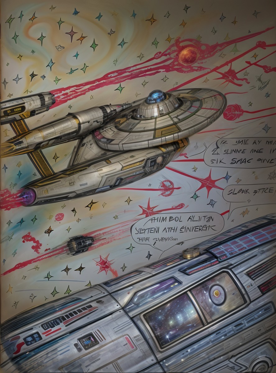 Futuristic Spaceship in a Colorful Star-Filled Galaxy
