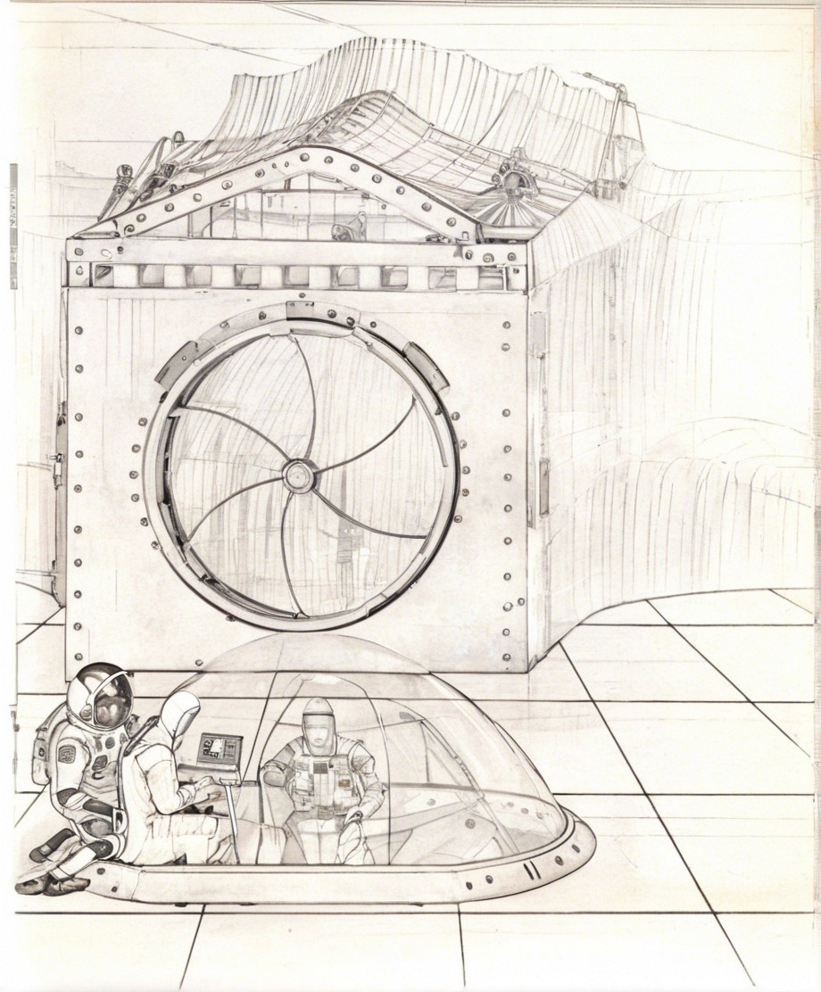 Futuristic Scene with Astronauts in High-Tech Setting