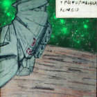 Futuristic spacecraft and ancient book in a nebula