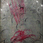 Surreal Landscape with Pink Tendrils and Stars