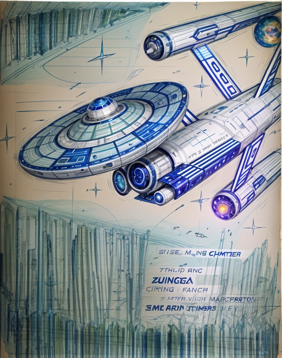 Futuristic spacecraft design with cosmic backdrop