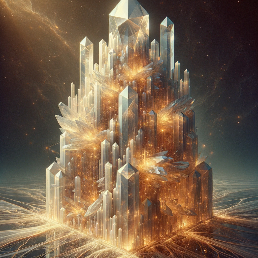 Intricate Crystal Structure with Golden Light Aura