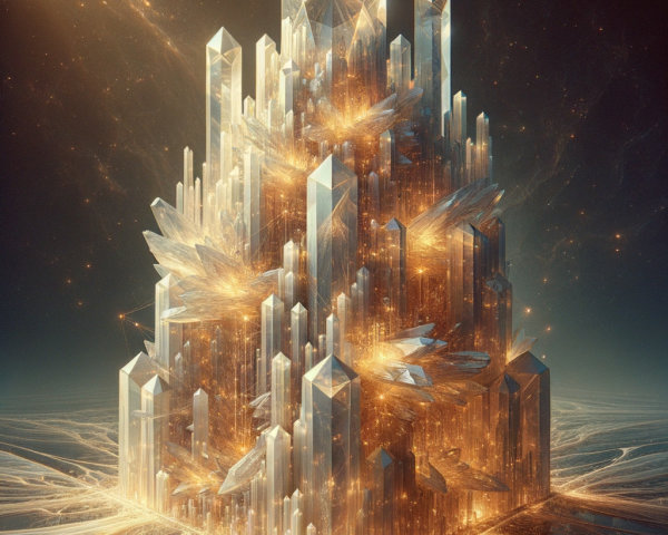 Intricate Crystal Structure with Golden Light Aura