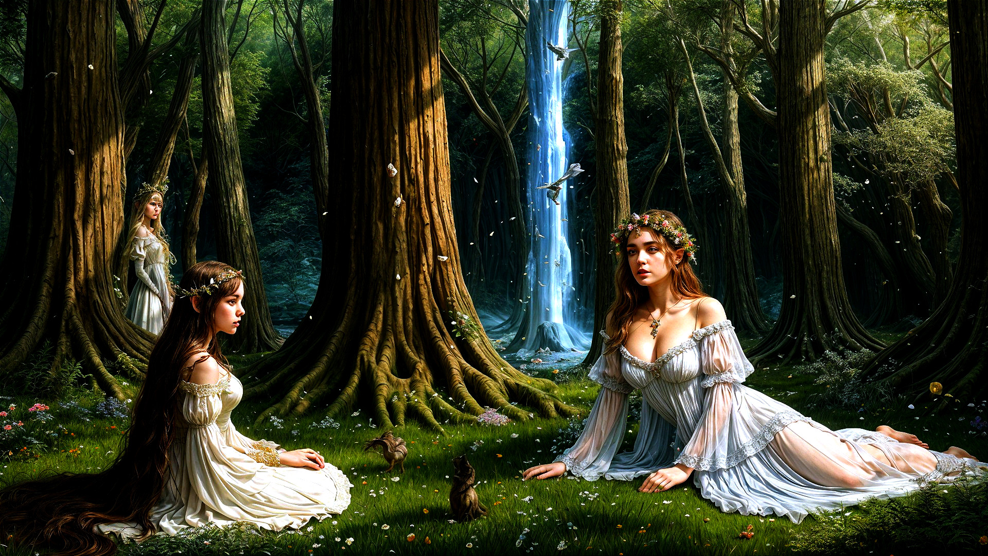 Ethereal Women in a Mystical Forest Setting