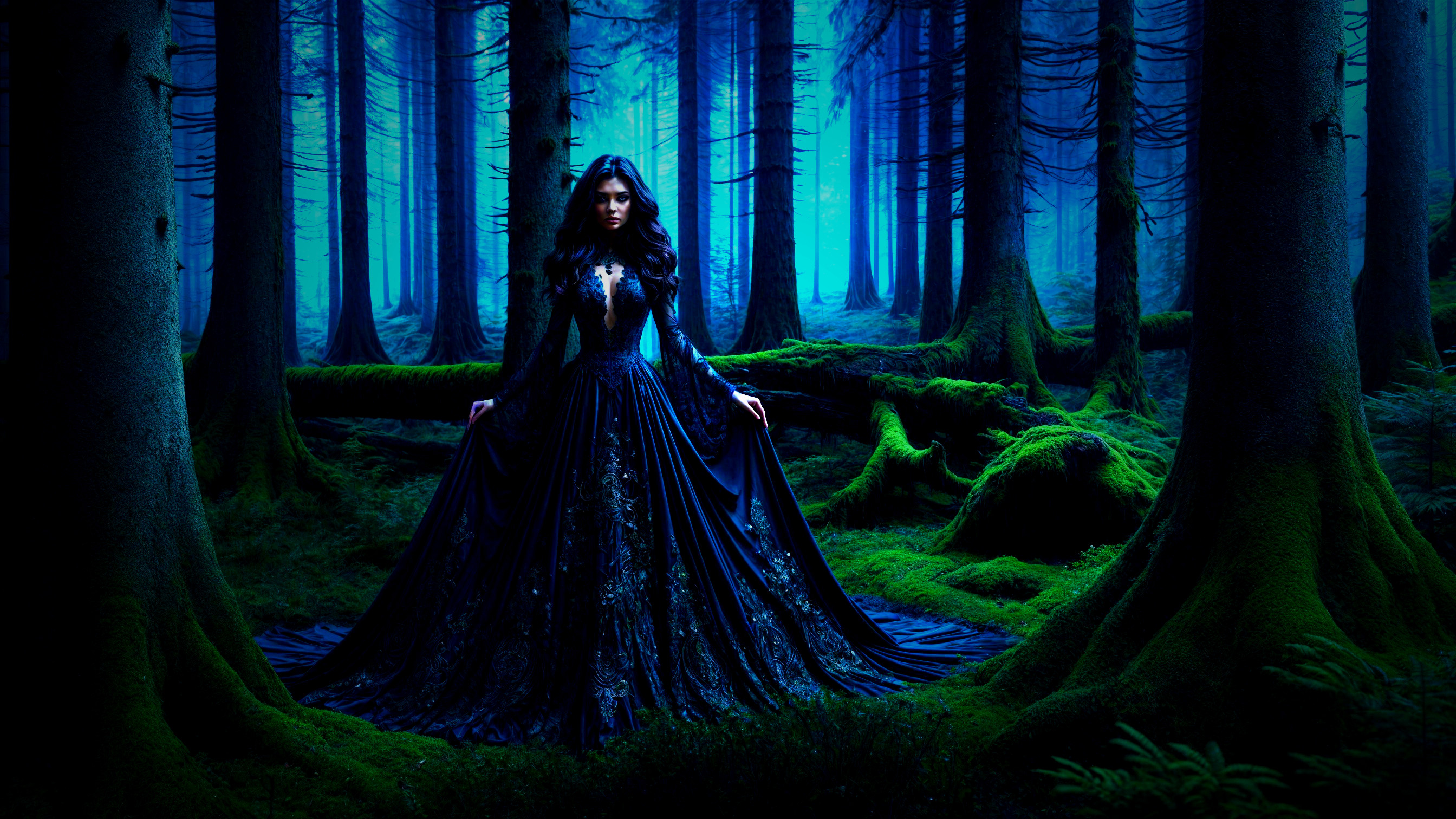 Mysterious Figure in Enchanted Forest Setting
