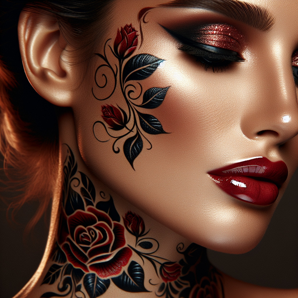 Close-Up of a Woman's Face with Dramatic Makeup