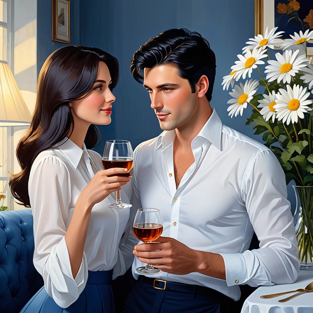 Intimate Moment in an Elegantly Decorated Room