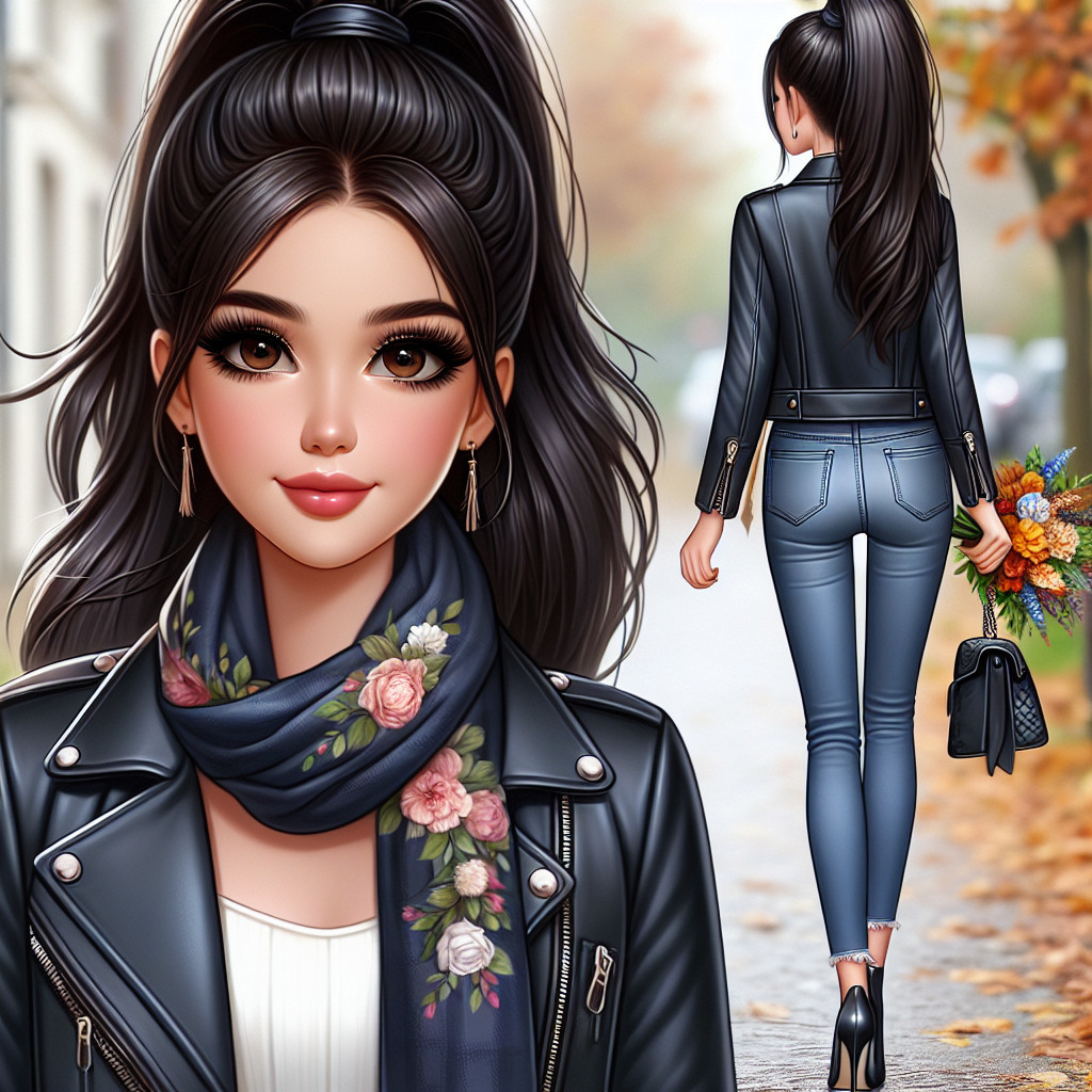 Stylish Young Woman in Autumn Street Fashion