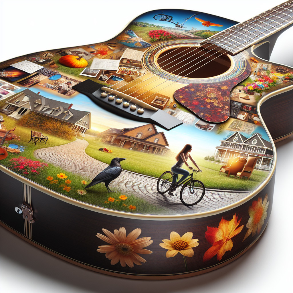Intricately Designed Acoustic Guitar with Scenic Artwork