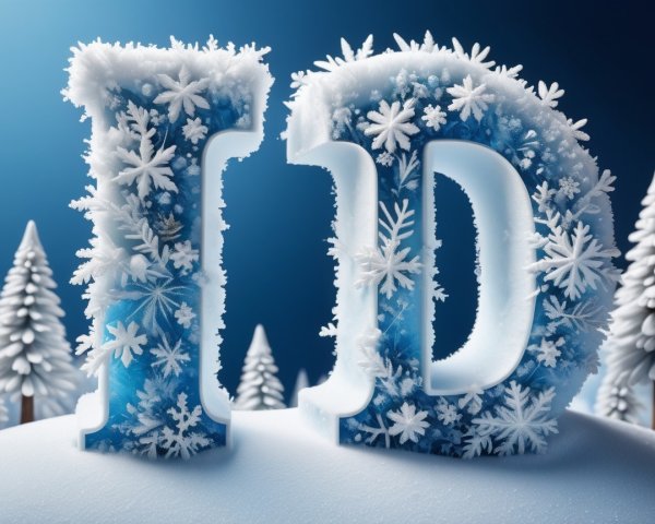 Intricate Snowflake Letters in Winter Landscape
