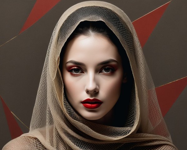 Model with Porcelain Skin and Bold Makeup Details