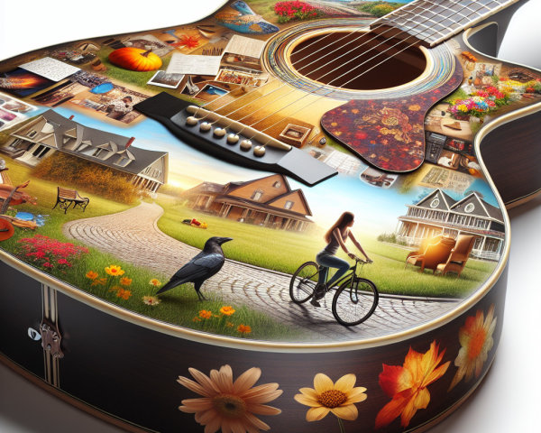 Intricately Designed Acoustic Guitar with Scenic Artwork