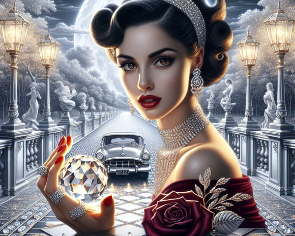 Glamorous Woman in Vintage Elegance with Jewelry
