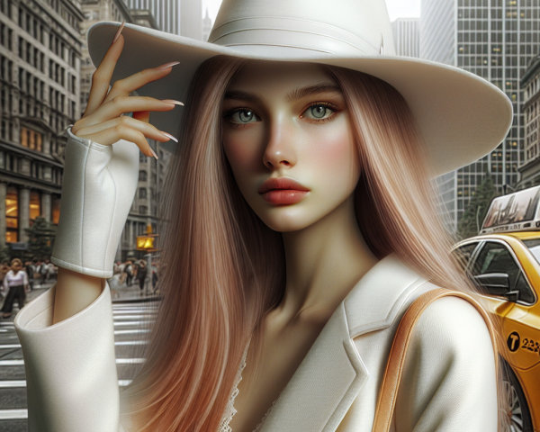 Fashionable Young Woman in Urban City Setting