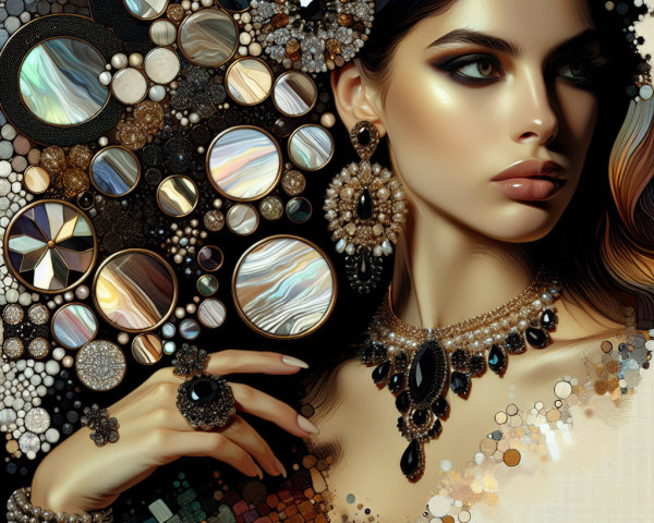 Portrait of a Woman with Elaborate Jewelry and Gems