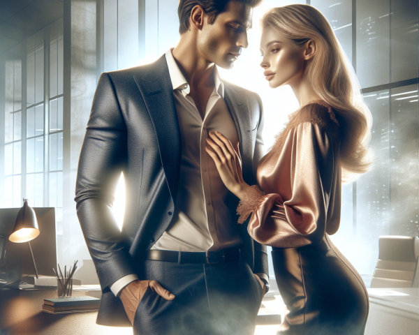 Realistic Office Scene of Man and Woman Interaction