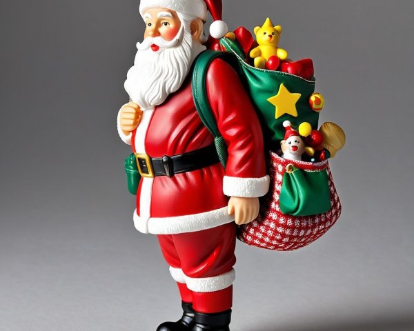 3D Cartoon Santa Claus Figurine Profile Studio Shot